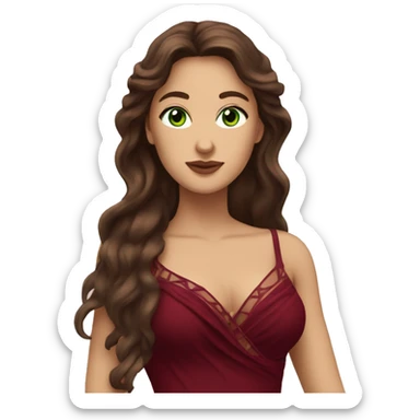 Aphrodite, Long haired, Brunette woman with green eyes and burgundy dress sticker