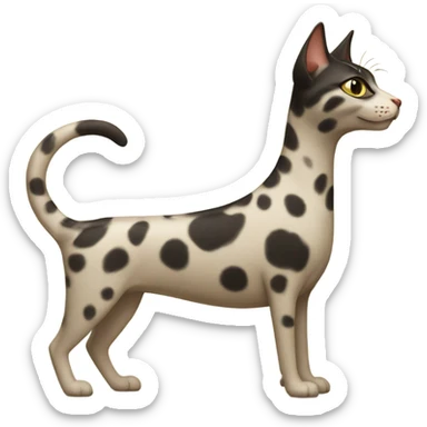 Spotted cat with a long neck riding a dog  sticker