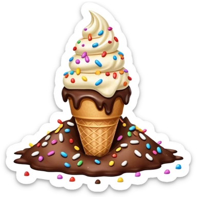 Ice cream cone faced down on top of a pile of dog shit sticker