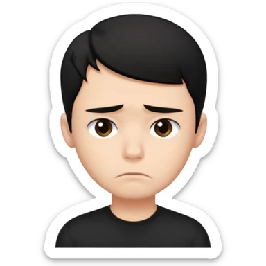 Roblox Avatar whit black shirt and sleek boy har sad sticker