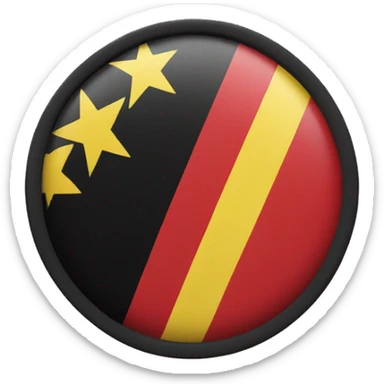 flag with black top half red bottom half and a yellow circle in the middle  sticker