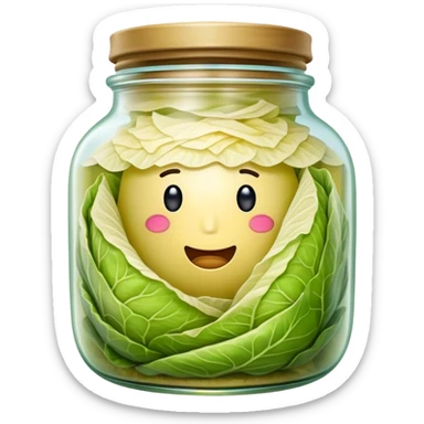 Sauerkraut Cinematic Realistic Sauerkraut Dish Emoji, depicted as tangy fermented cabbage neatly served in a traditional jar, rendered with vibrant textures and crisp, natural lighting. sticker