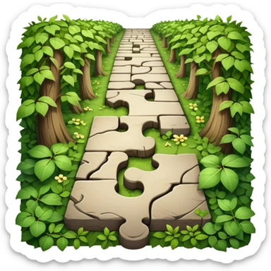 overgrown path with a jigsaw piece in the middle sticker