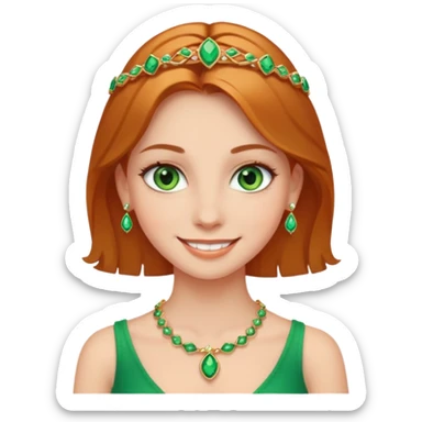 smiling girl green eyes portrait with jewelry sticker