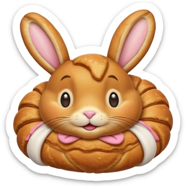 croissant with bunny face sticker