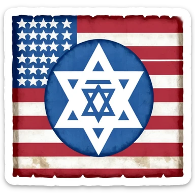 United States flag with a swastika symbol and star of david symbol on the flag sticker