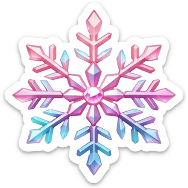 Gradient iridescent Pastel Pink crystal gemstone snowflake  sticker