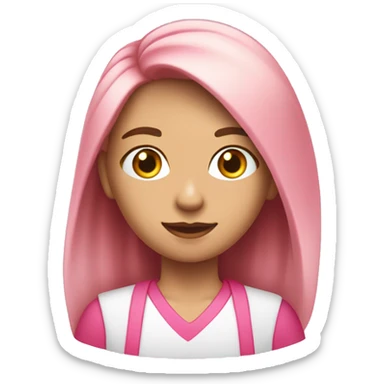 Muje joven de cabello rubio con scrub rosado y delantal blanco sticker