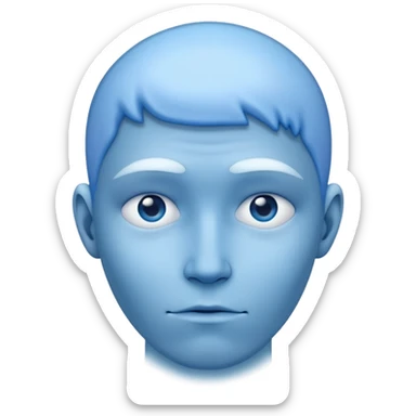A blue person standing with a faint blue aura around them, representing poor aura. sticker