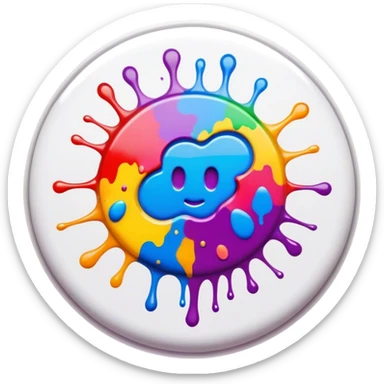 colorful psychedelic style button with paint splatter and beveled edges sticker