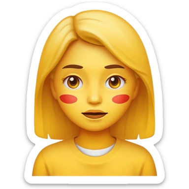 girl classic emoji style yellow face simple features hot overheated expression inspired by 🥵 emoji sticker