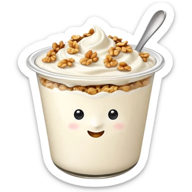 a plain greek yougurt with gronola on it sticker