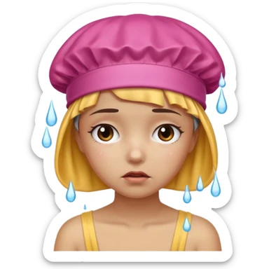 Hungover girl with a shower cap  sticker