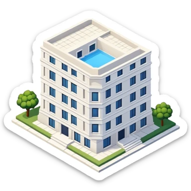 isometric white limestone apartment exterior  sticker