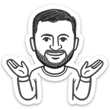 Emoji of Vladimir Zelensky waist-length, arms and shoulders within frame sticker