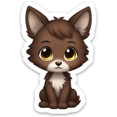 Shy Cute Chibi Dark Brown Furry Anthro Sona sticker