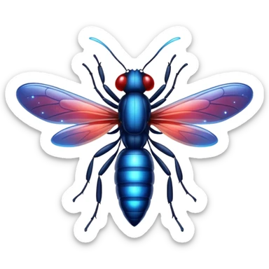 glitter red and blue firefly sticker