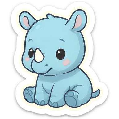 cute blue baby rhinoceros sticker