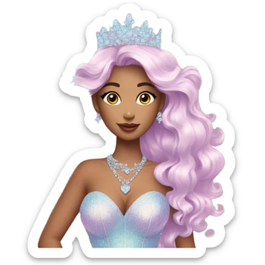 Gorgeous pastel Lady in a sparkly shiny dress with tiara and necklace and flowers aesthetical and trending  sticker