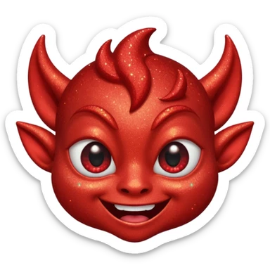 red glitter imp happy winking an eye sticker