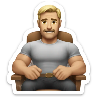 muscle guy sitting in char sticker