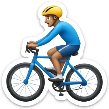 cyclist riding blue bike sticker