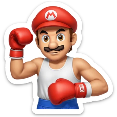 super mario with boxing gloves sticker