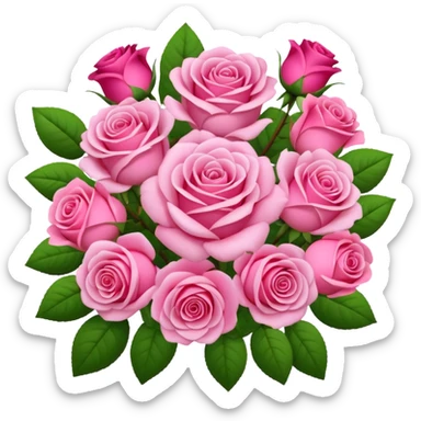 Huge pink flower bouquet with different flowers and pink tones and roses emoji sticker