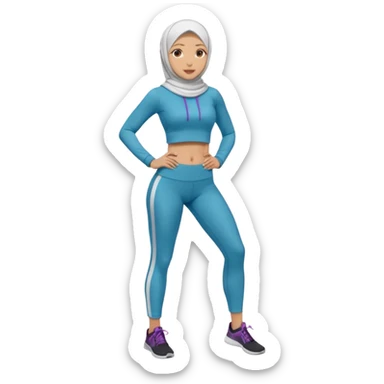 High resolution full body of a girl wearing a hijab and is a fitness trainer sticker