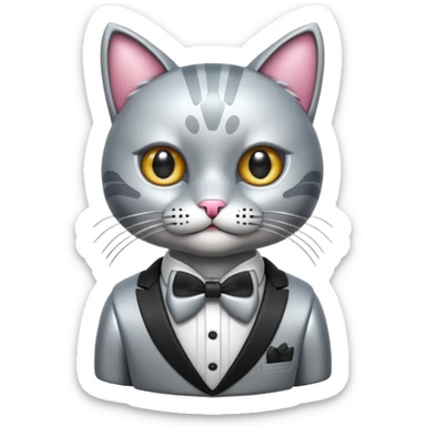 animatronic cat with bow tie sticker