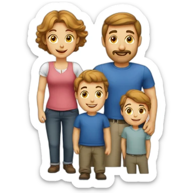 European Family with 1 Man, 1 Woman, 3 Boys sticker