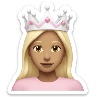 White and pastel pink crown worn by a blonde girl sticker