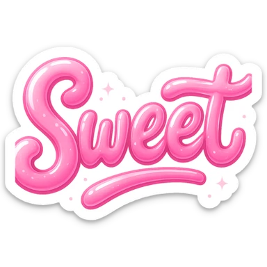 the word 'sweet' in a creative, pink-themed style, no background sticker