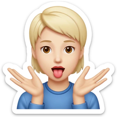 Tongue out with hands to the side  sticker