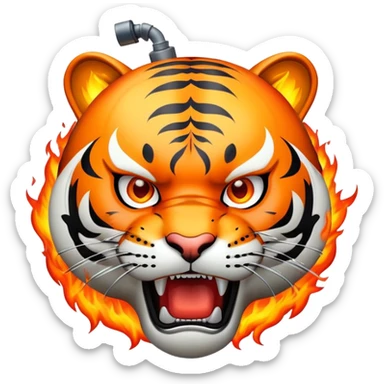 tiger face with bomb with burning fuse for Twitch emote sticker