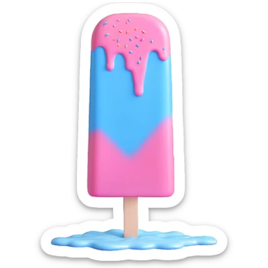 Recreate this popsicle with pastel pink, blue, and purple colors, melting icing, and star sprinkles. Make it look glossy and realistic in 3D iOS emoji style with a white background and no extra decorations. sticker