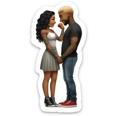 Romantic movie theater date for beautiful tattooed couple sticker