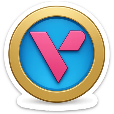 Add the provided company logo to the center of this modern digital token with stylized shine, keeping the flat emoji style with transparent background as in the original images. sticker
