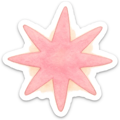 ghibli style icon of a pink starburst, soft colors, whimsical sticker