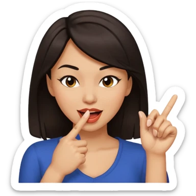 black slighty browin hair light brown skin woman, flirtatious gesture, biting her finger and winking emoji sticker