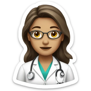 Female brown long hair Doctor sticker