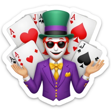 bunch of poker cards, with jolly jokers inside sticker