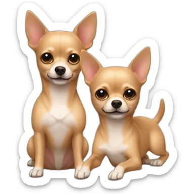 Couple gay avec un chihuahua poils longs couleur sable sticker