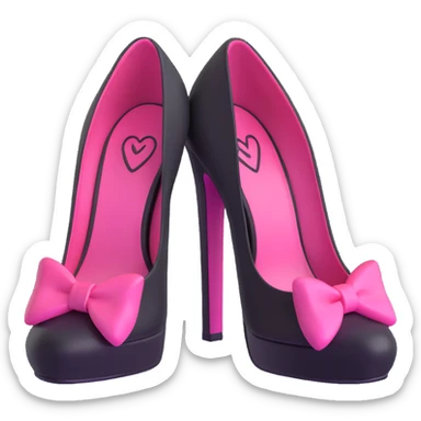 BLACKPINK-inspired gothic shoes, no hearts, black and pink, cute and stylish, 3d emoji style sticker