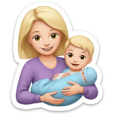 newborn baby with mother sticker