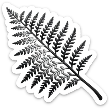 Black and silver filigree fern leaf, 3D, extremely detailed design sticker