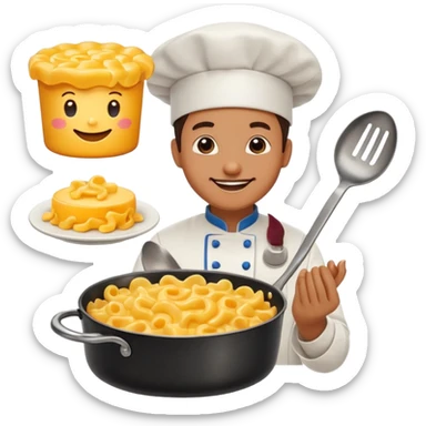 podrias crearme 4 iconos stickers svg en png de cocina el cual el primero sea con un libro d e receta de comida con los ingredientes , el segundo con un chef cocinando , el tercero con un sarten cocinado y el cuarto con un plato de macarrones con queso calientes y ricos sticker