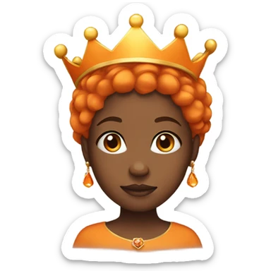 black girl with crown and orange hair sticker