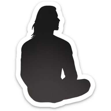 silhouette of a man sitting with long hair sticker