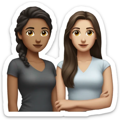Dark hair and brown hair girls duo sticker